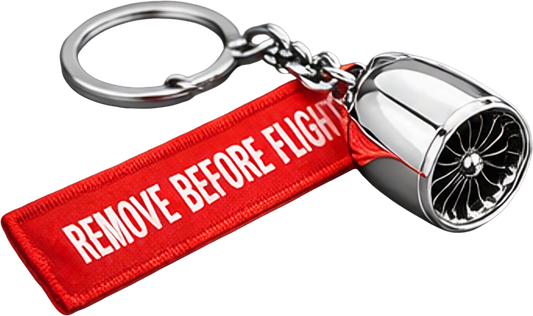 Aviation Keychain Duo Bundle โ Remove Before Flight + Mini Jet Engine