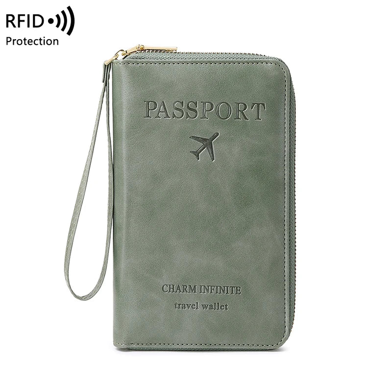 RFID Blocking Passport Holder – Secure Travel Wallet with Zipper for Cards & Documents
