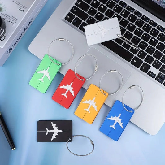 5PCS Aluminum Luggage Tags – Durable Anti-Theft Steel Ring ID Tags for Suitcase & Travel Bags