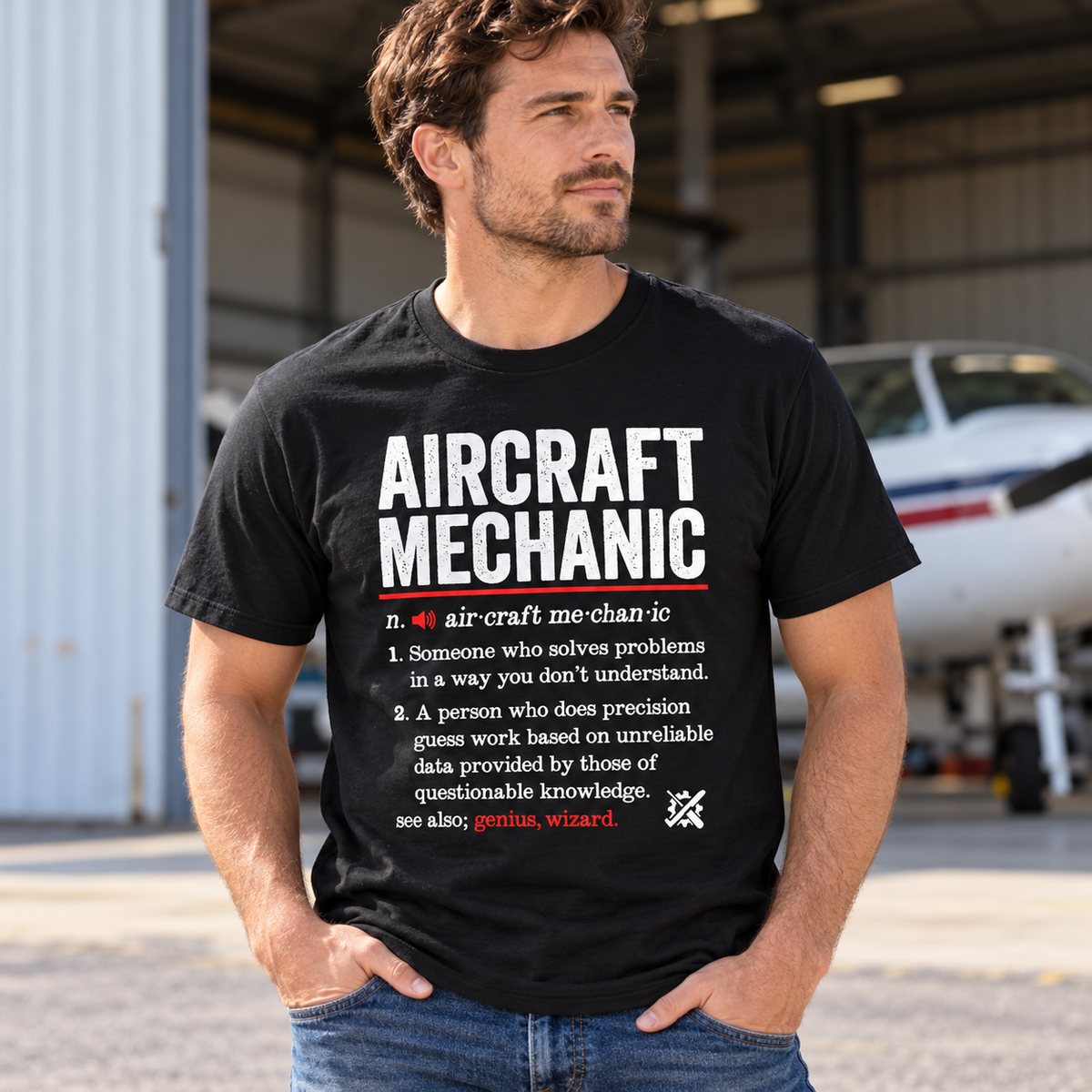 Men's Cotton Short Sleeve O-Neck T-Shirt with Aviation Print