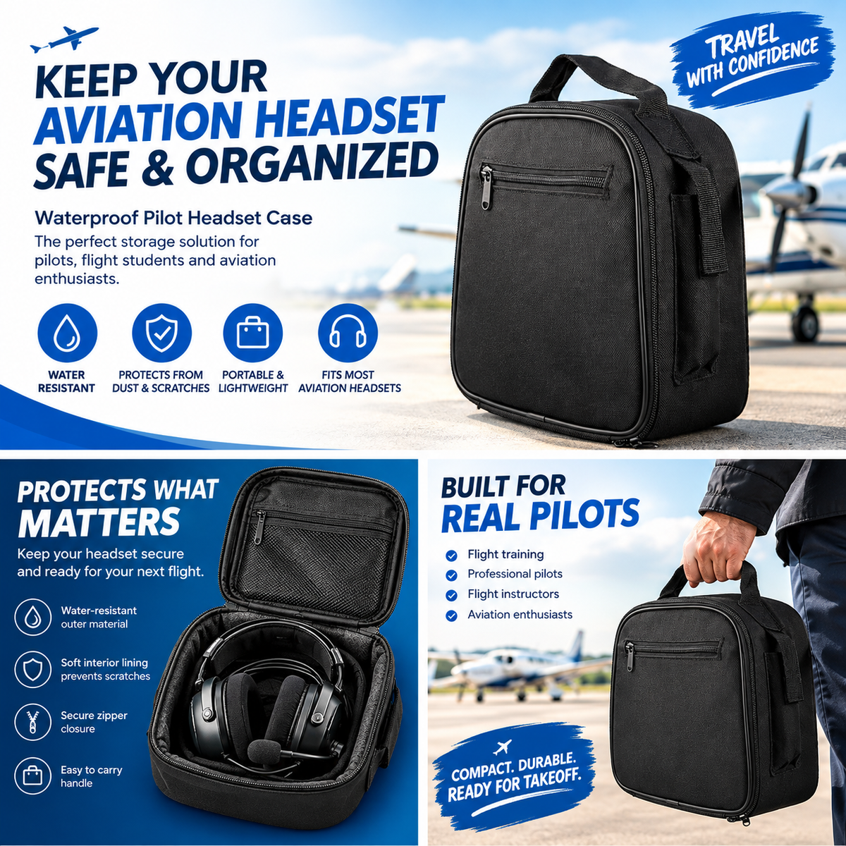Waterproof Aviation Pilot Headset Storage Bag