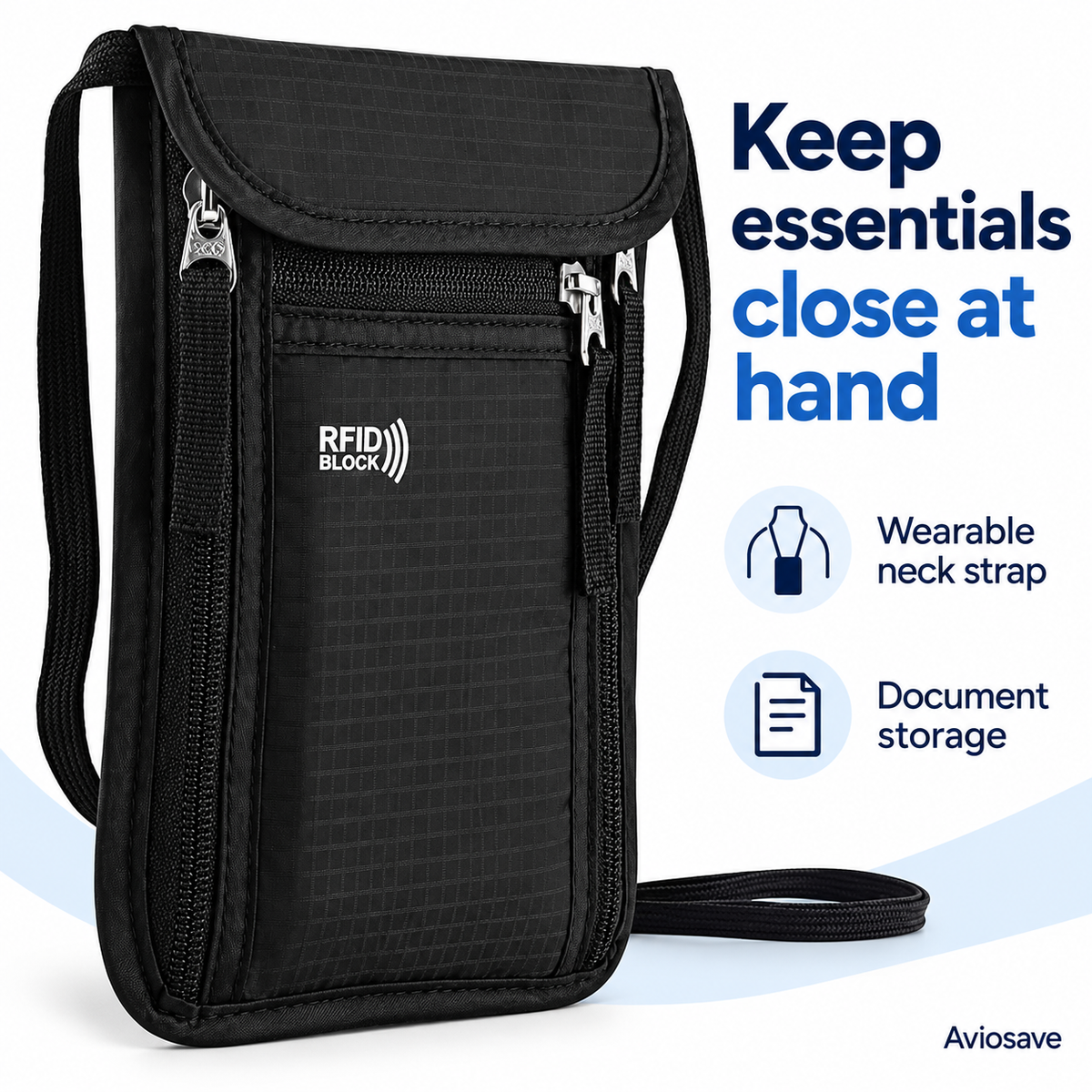 Travel Neck Wallet & Passport Holder – RFID Blocking Family Organizer Pouch