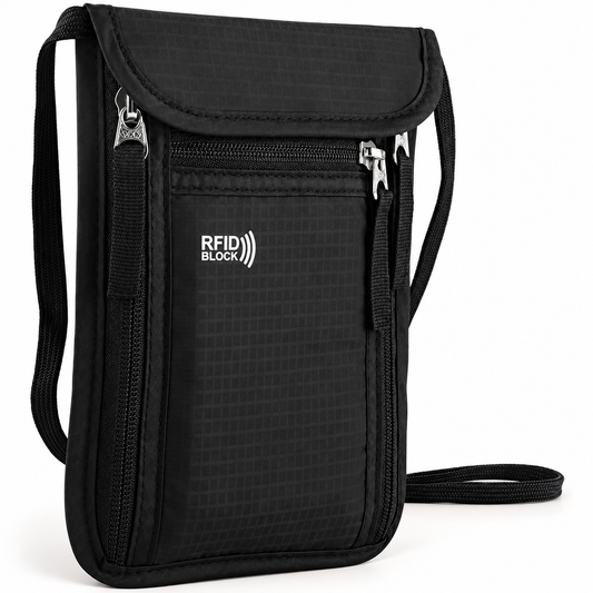 Travel Neck Wallet & Passport Holder – RFID Blocking Family Organizer Pouch
