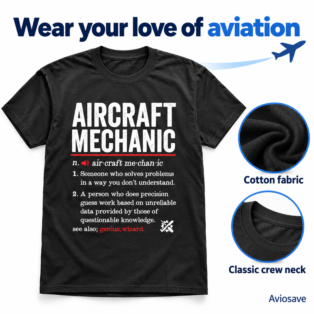 Men's Cotton Short Sleeve O-Neck T-Shirt with Aviation Print