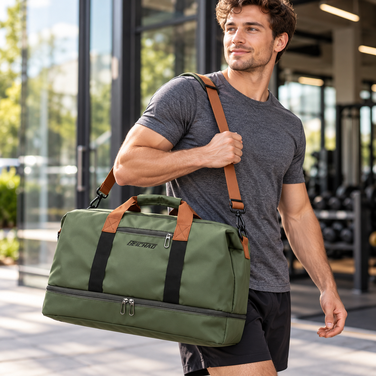 Large Capacity Oxford Travel Gym Bag with Shoulder Strap