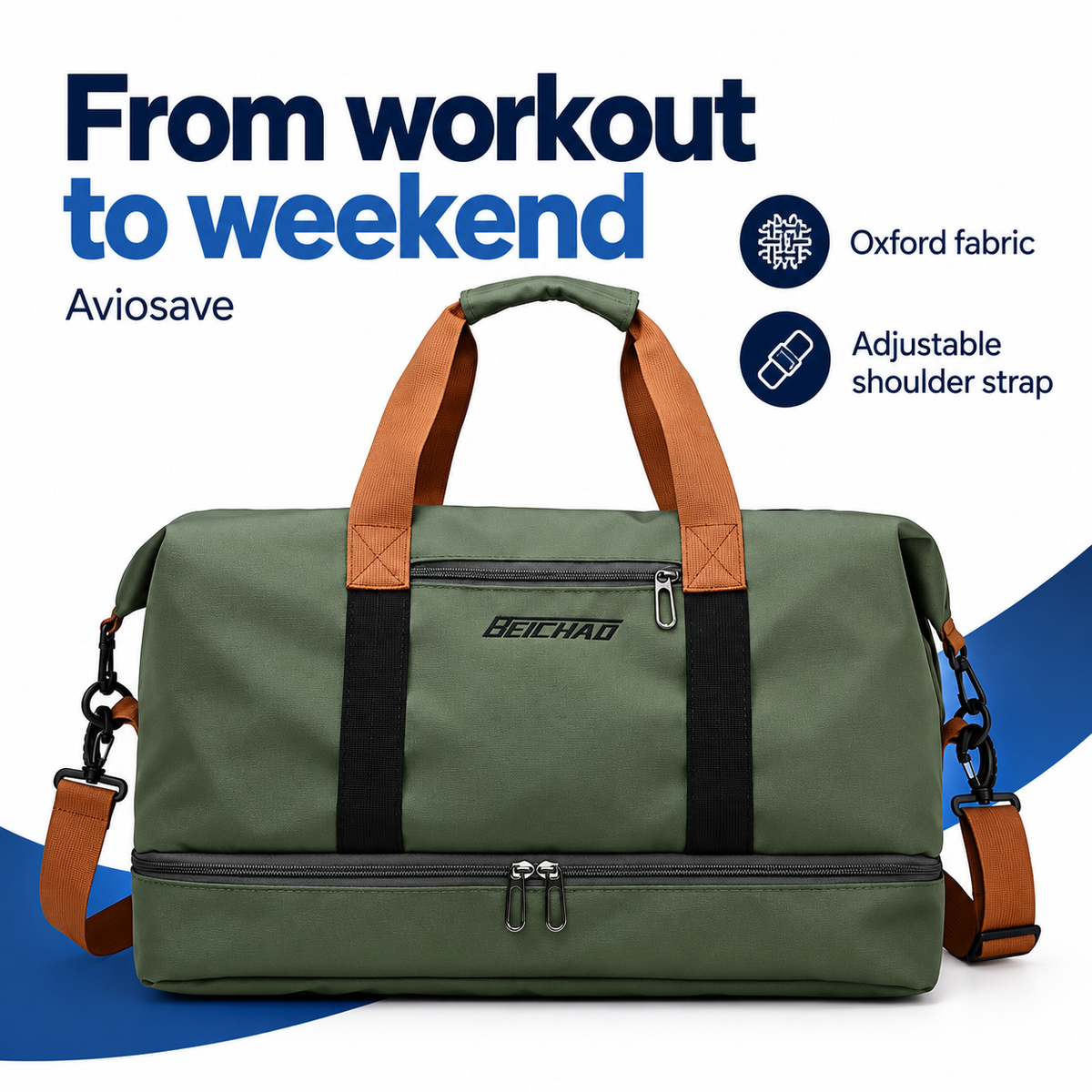 Large Capacity Oxford Travel Gym Bag with Shoulder Strap