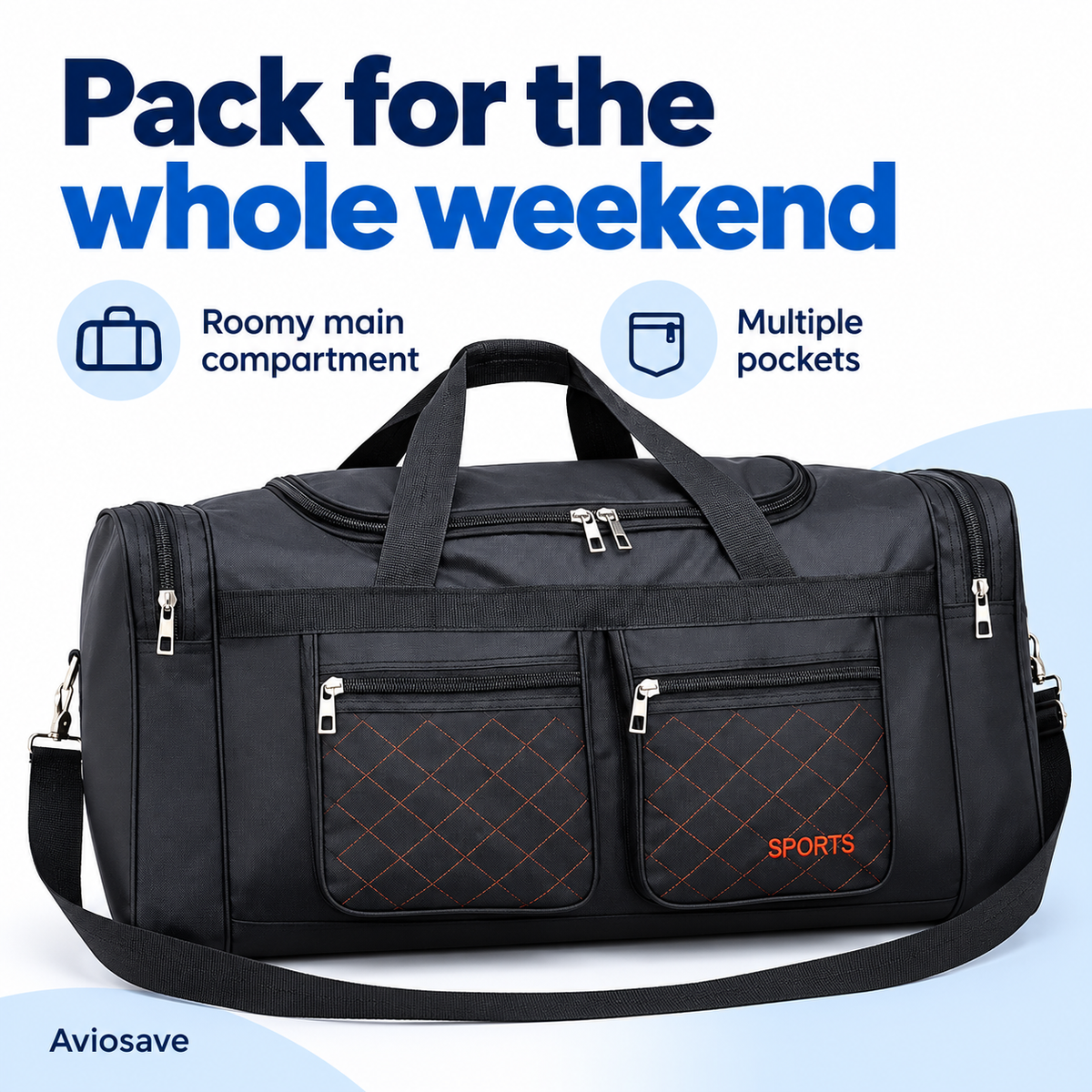 Large Capacity Nylon Travel Duffel Bag with Multiple Pockets
