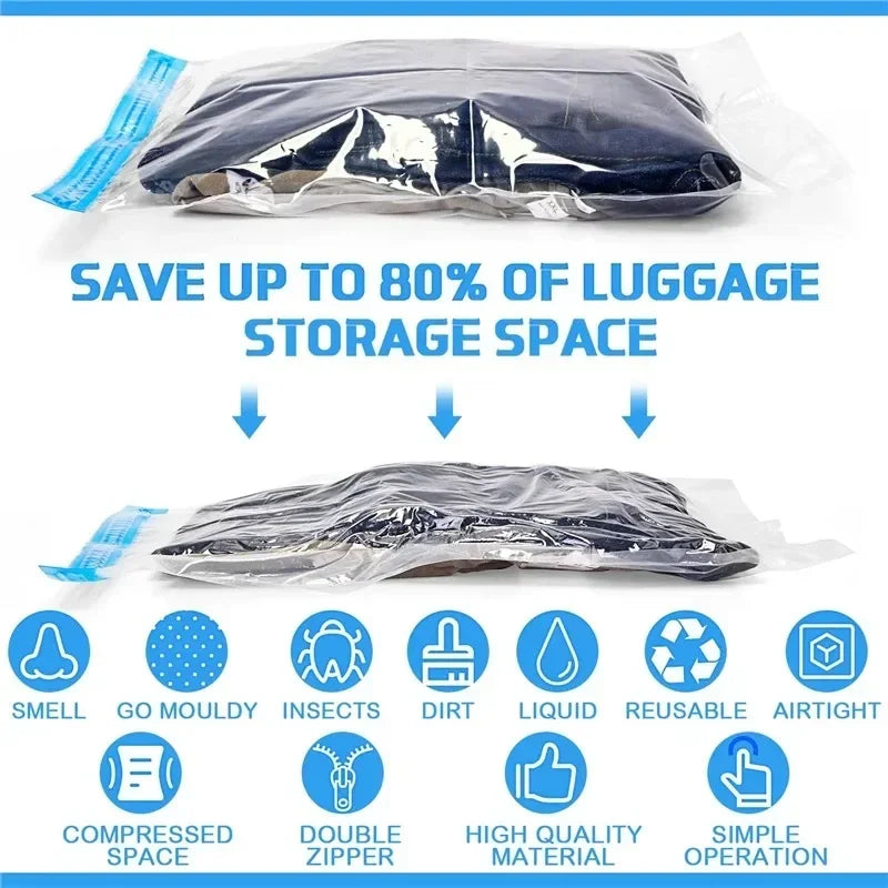 Vacuum Storage Bags for Clothes 50 × 35 cm – Waterproof PVC Space-Saving Travel & Wardrobe Organizer