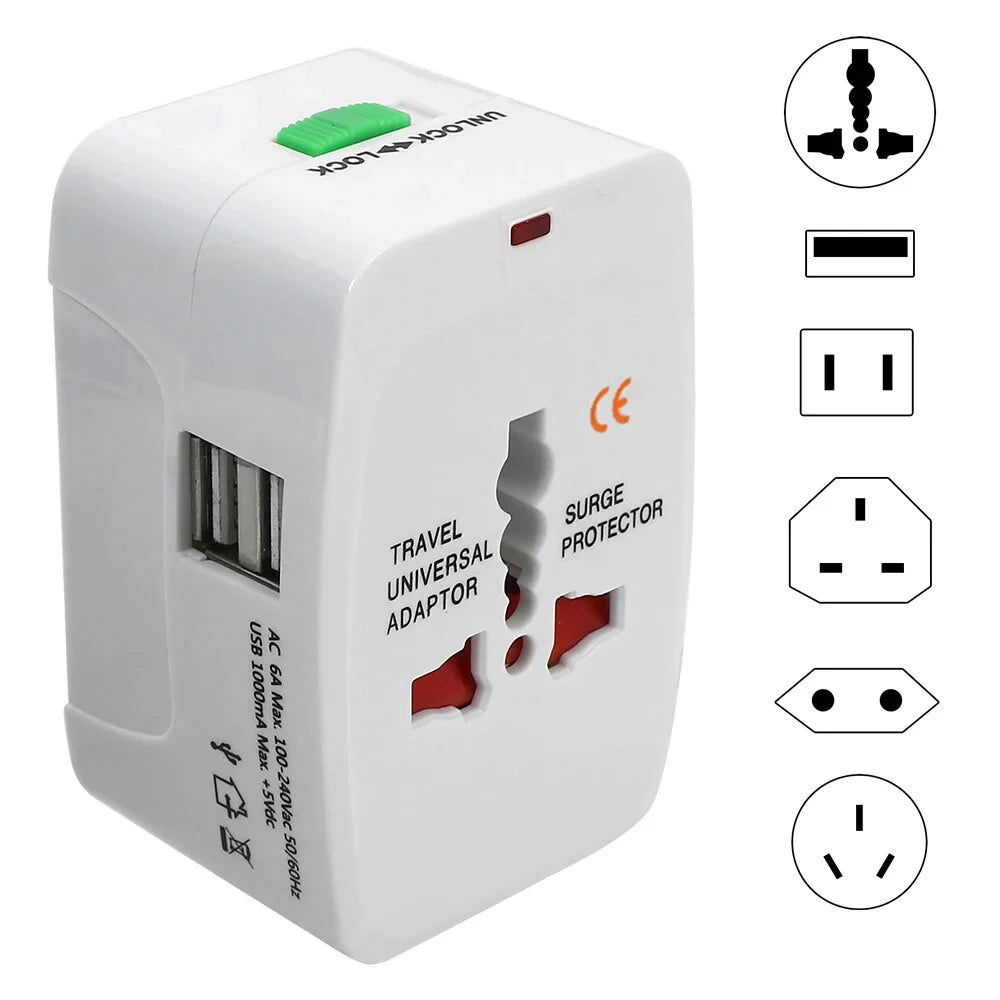 International Travel Plug Adapter With 2 USB Type-C Ports