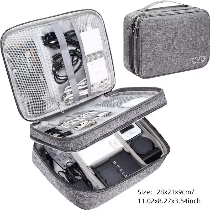 Travel Cable Organizer Bag – Portable Electronics Accessories Storage Case for Chargers, Cables & Gadgets