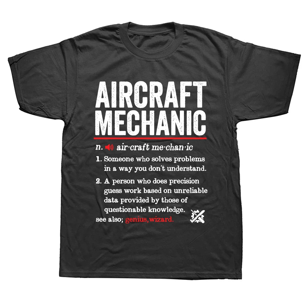 Men's Cotton Short Sleeve O-Neck T-Shirt with Aviation Print