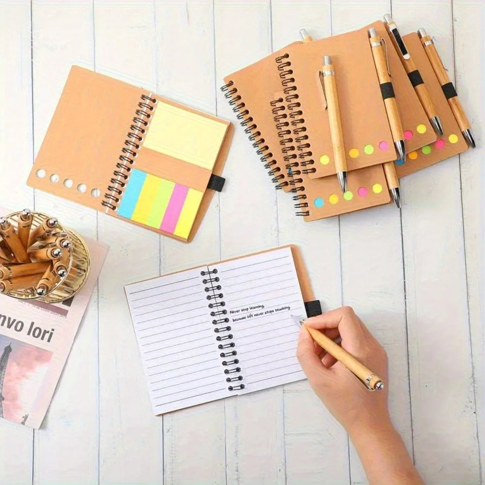 1/10pcs Inspirational Spiral Notebooks With Sticky Note Pads