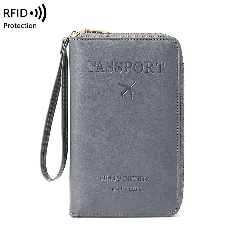 RFID Blocking Passport Holder – Secure Travel Wallet with Zipper for Cards & Documents