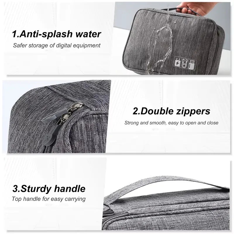 Travel Cable Organizer Bag – Portable Electronics Accessories Storage Case for Chargers, Cables & Gadgets