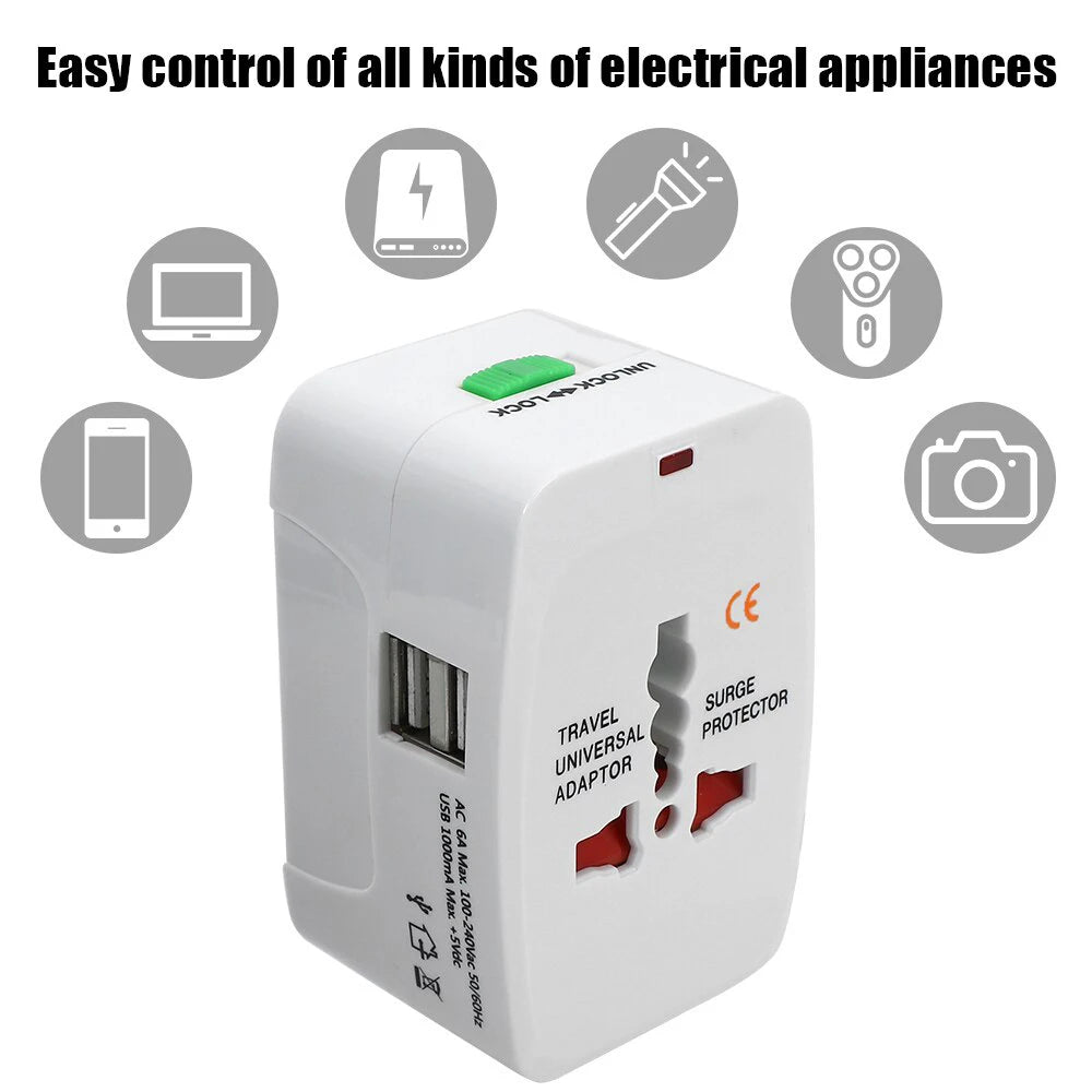 International Travel Plug Adapter With 2 USB Type-C Ports