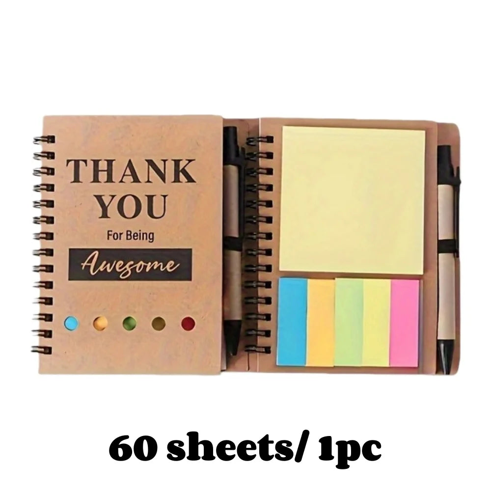 1/10pcs Inspirational Spiral Notebooks With Sticky Note Pads