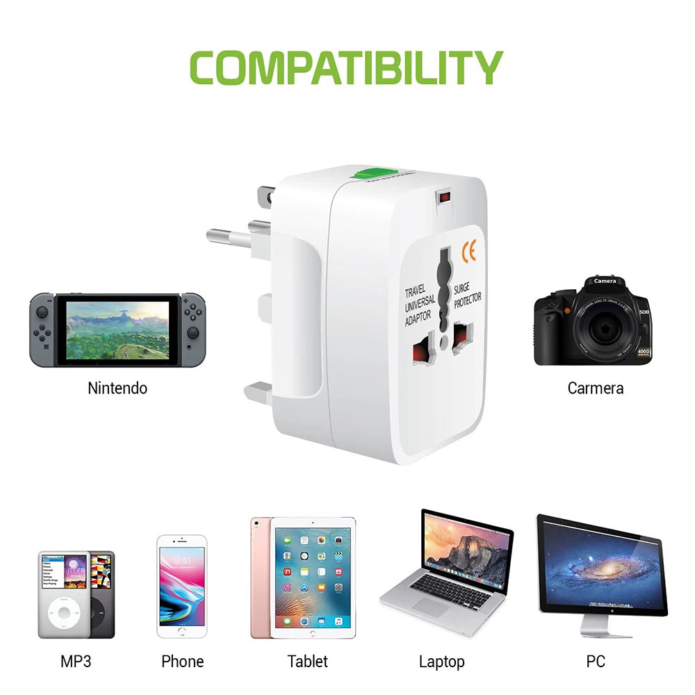 International Travel Plug Adapter With 2 USB Type-C Ports