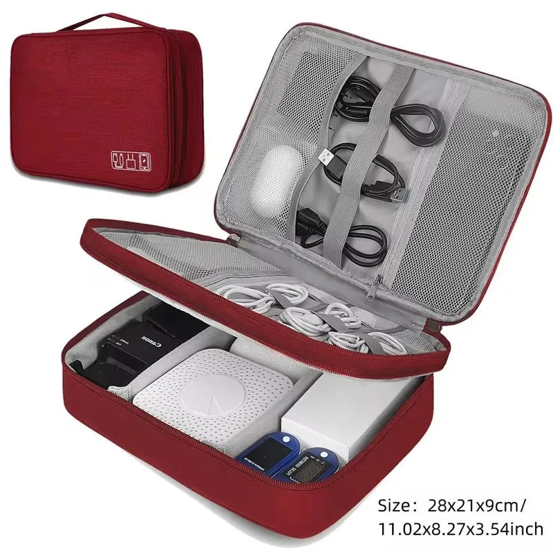 Travel Cable Organizer Bag – Portable Electronics Accessories Storage Case for Chargers, Cables & Gadgets