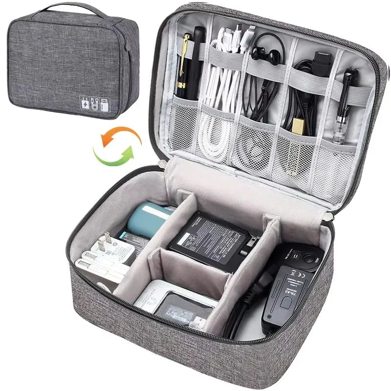 Travel Cable Organizer Bag – Portable Electronics Accessories Storage Case for Chargers, Cables & Gadgets