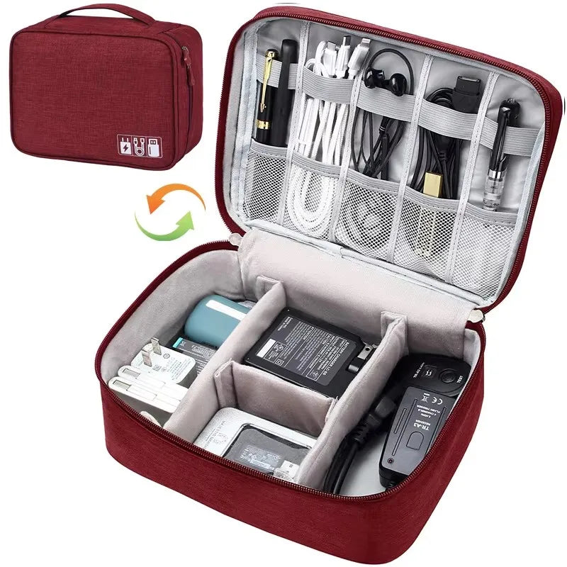 Travel Cable Organizer Bag – Portable Electronics Accessories Storage Case for Chargers, Cables & Gadgets
