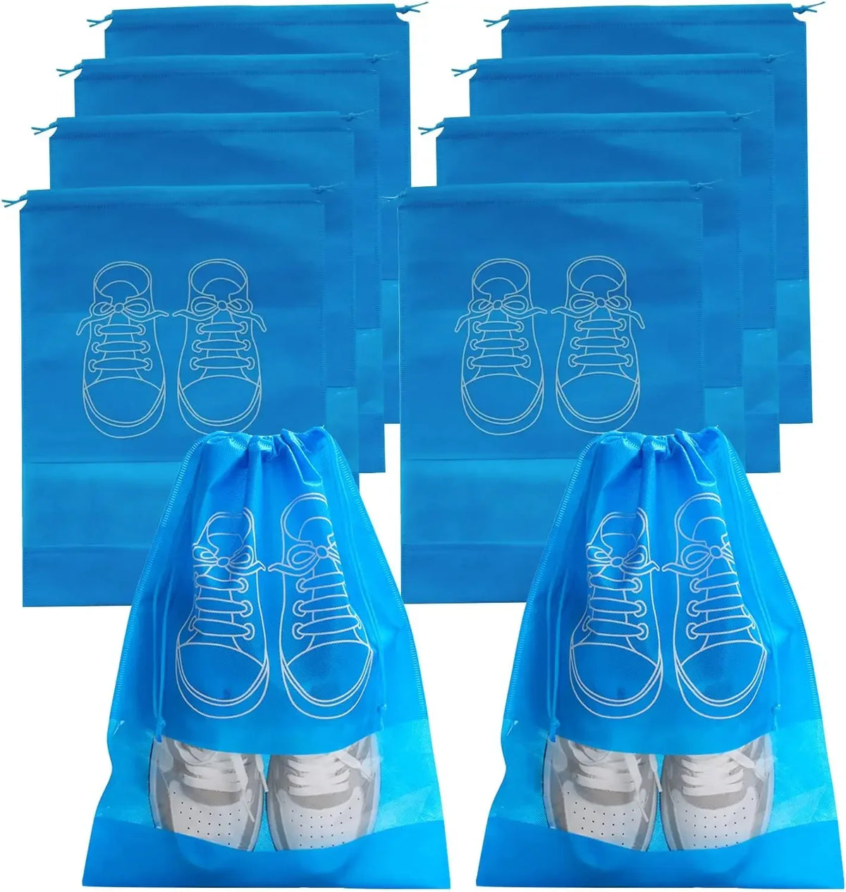 Shoe Storage Bags with Drawstring – Non-Woven Fabric Shoe Organizer for Travel, Luggage & Closet Storage, 5 or 10 Pack