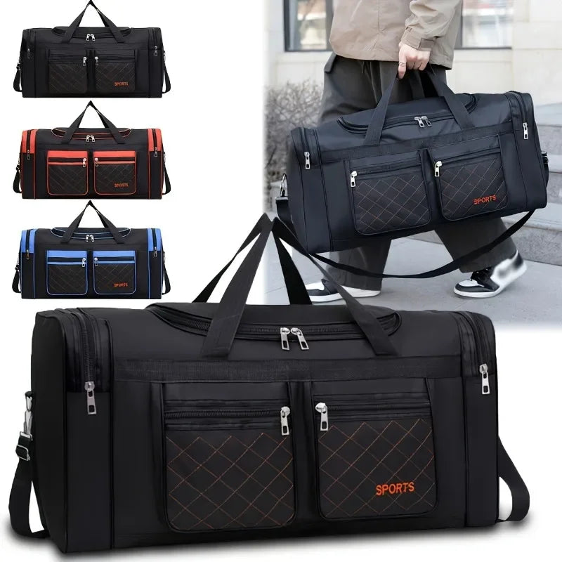 Large Capacity Nylon Travel Duffel Bag with Multiple Pockets