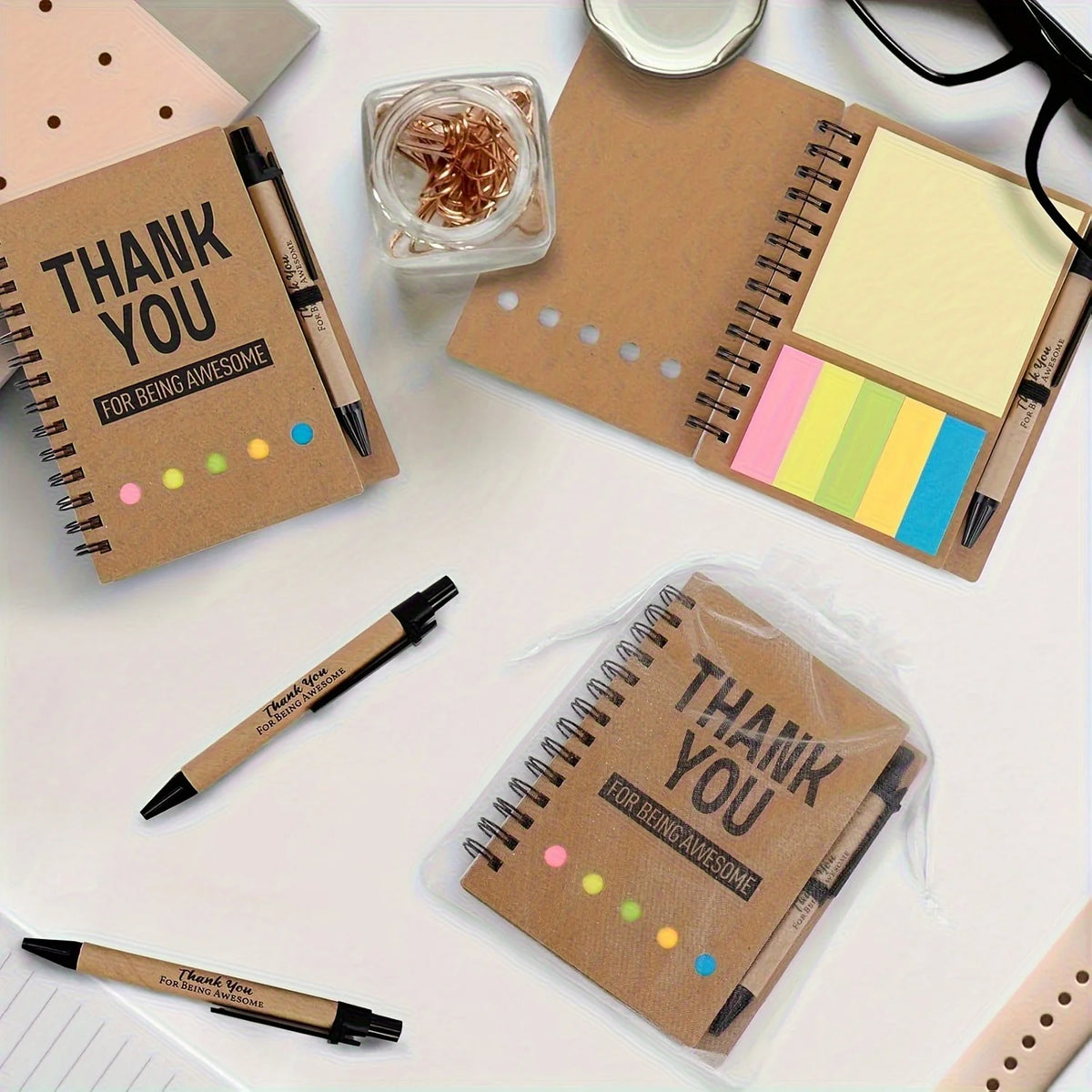 1/10pcs Inspirational Spiral Notebooks With Sticky Note Pads