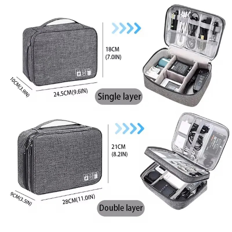 Travel Cable Organizer Bag – Portable Electronics Accessories Storage Case for Chargers, Cables & Gadgets