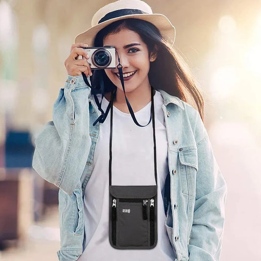 Travel Neck Wallet & Passport Holder – RFID Blocking Family Organizer Pouch