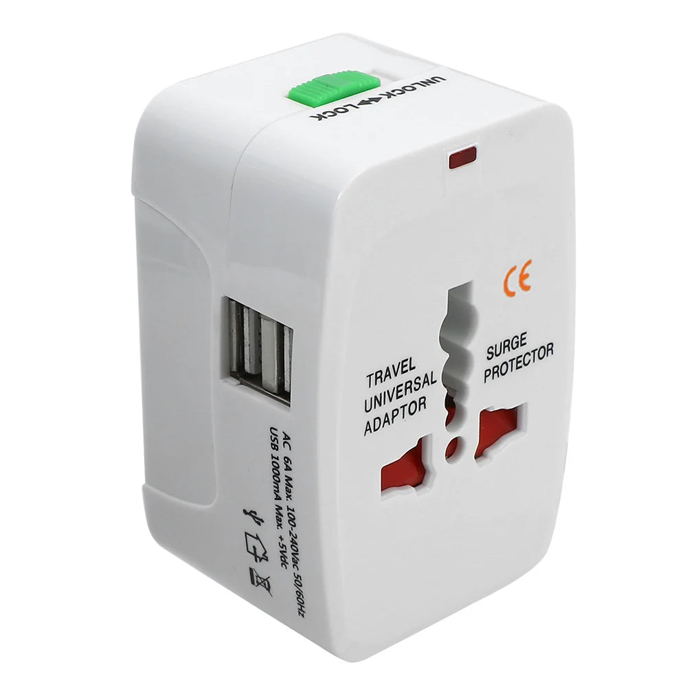 International Travel Plug Adapter With 2 USB Type-C Ports