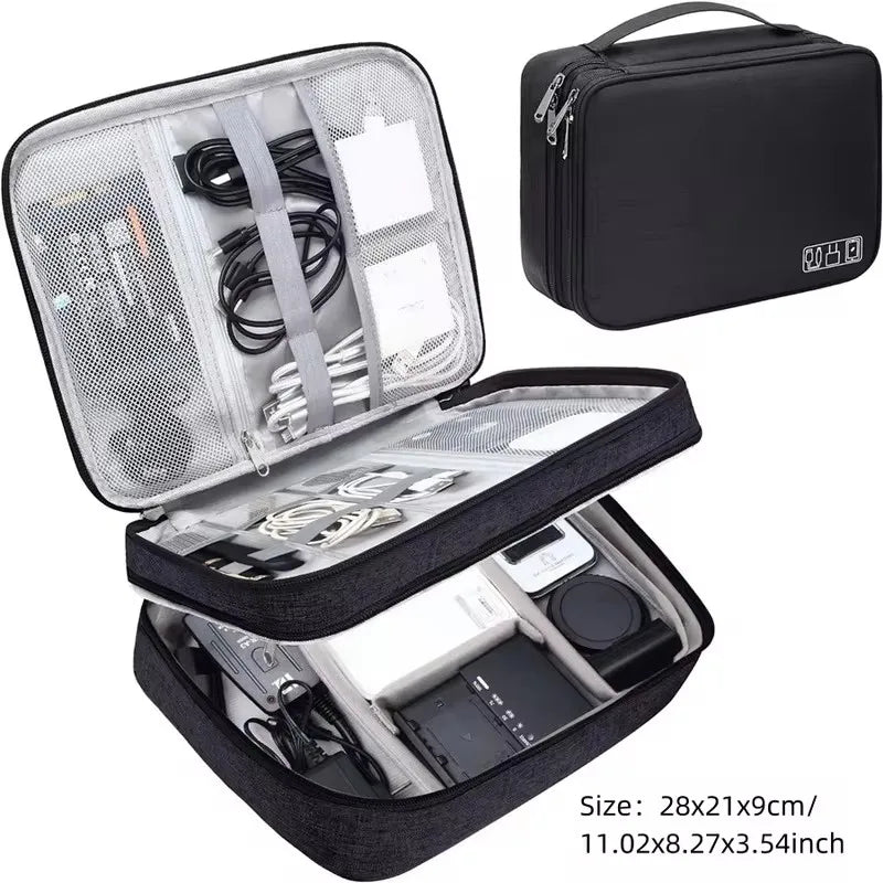 Travel Cable Organizer Bag – Portable Electronics Accessories Storage Case for Chargers, Cables & Gadgets