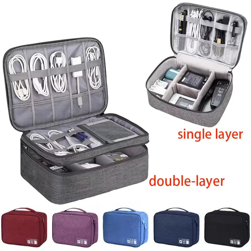 Travel Cable Organizer Bag – Portable Electronics Accessories Storage Case for Chargers, Cables & Gadgets