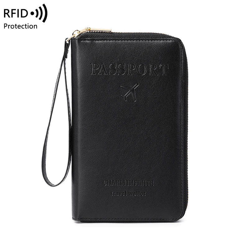 RFID Blocking Passport Holder – Secure Travel Wallet with Zipper for Cards & Documents