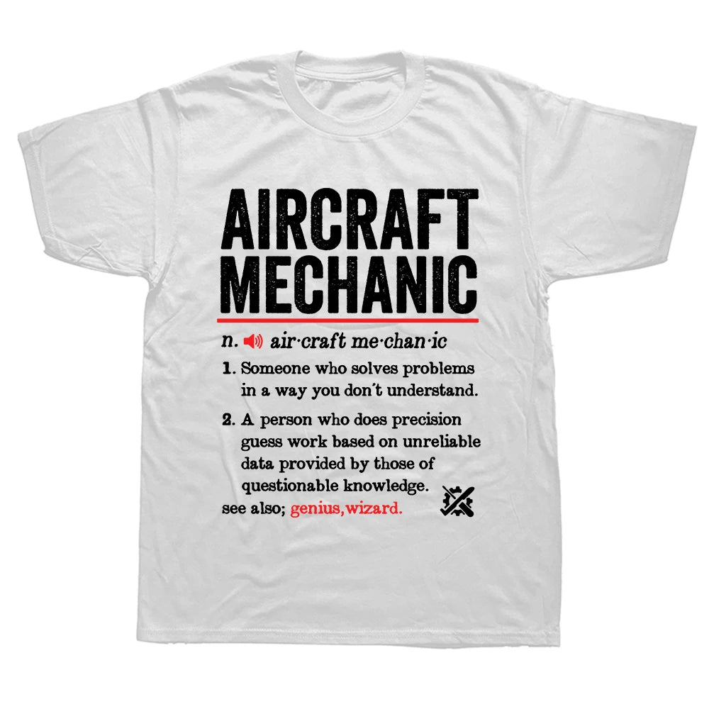 Men's Cotton Short Sleeve O-Neck T-Shirt with Aviation Print