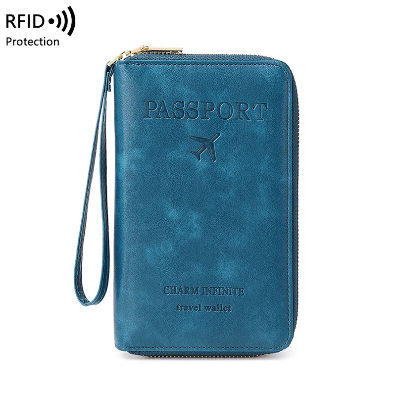 RFID Blocking Passport Holder – Secure Travel Wallet with Zipper for Cards & Documents