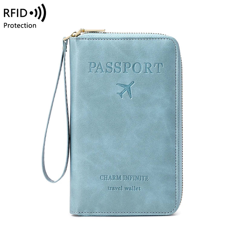 RFID Blocking Passport Holder – Secure Travel Wallet with Zipper for Cards & Documents
