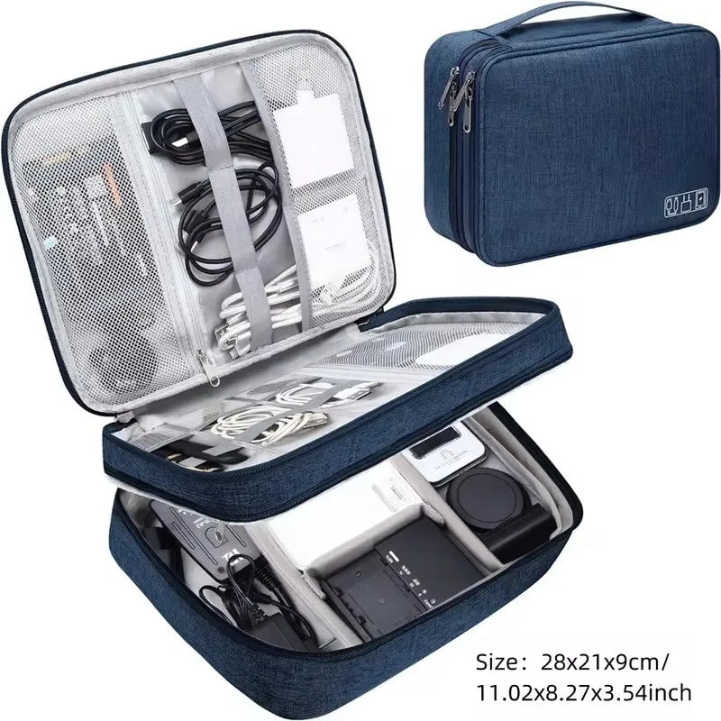 Travel Cable Organizer Bag – Portable Electronics Accessories Storage Case for Chargers, Cables & Gadgets