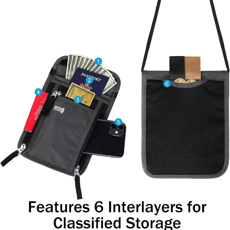 Travel Neck Wallet & Passport Holder – RFID Blocking Family Organizer Pouch