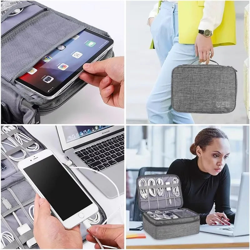 Travel Cable Organizer Bag – Portable Electronics Accessories Storage Case for Chargers, Cables & Gadgets