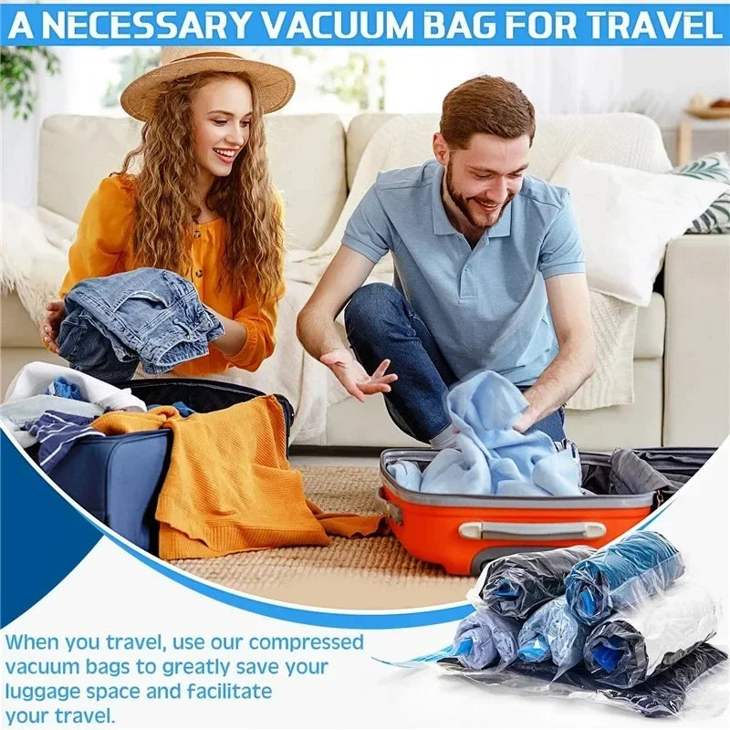 Vacuum Storage Bags for Clothes 50 × 35 cm – Waterproof PVC Space-Saving Travel & Wardrobe Organizer