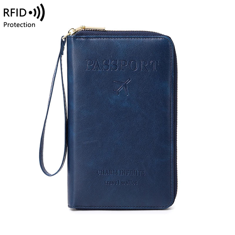 RFID Blocking Passport Holder – Secure Travel Wallet with Zipper for Cards & Documents