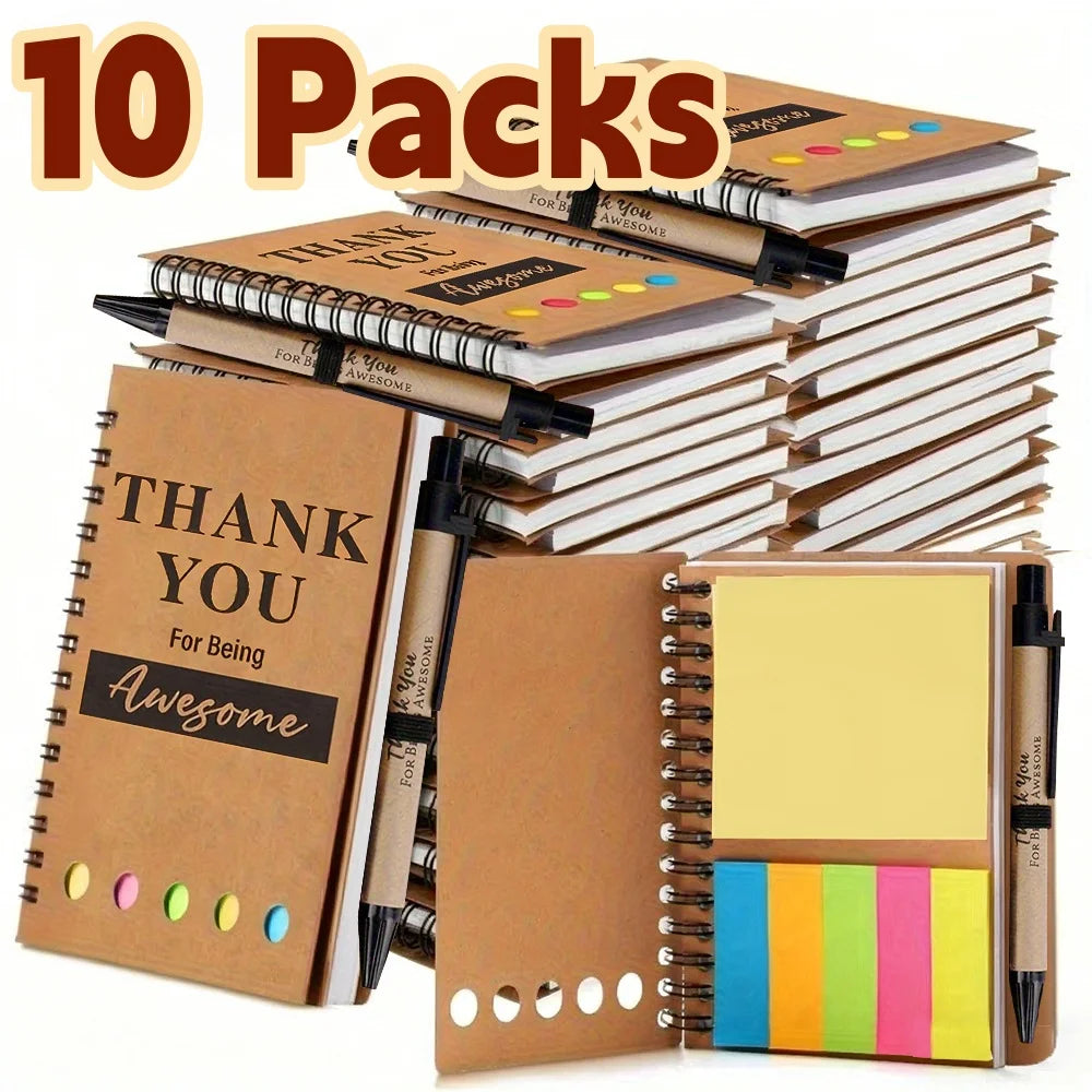 1/10pcs Inspirational Spiral Notebooks With Sticky Note Pads