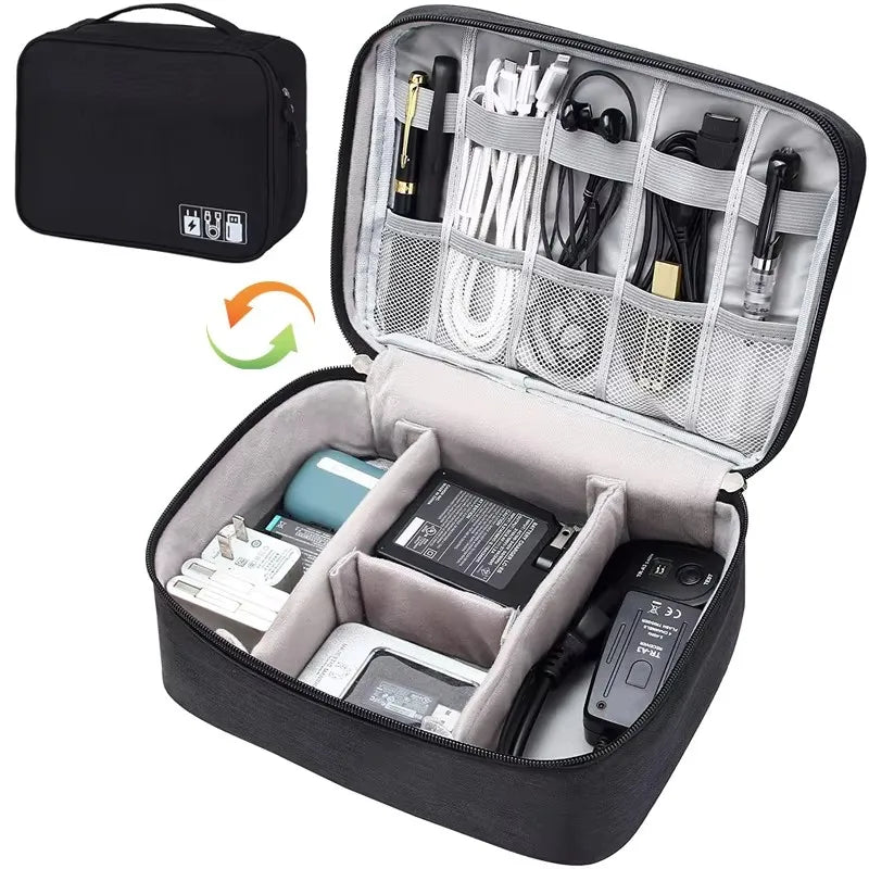 Travel Cable Organizer Bag – Portable Electronics Accessories Storage Case for Chargers, Cables & Gadgets