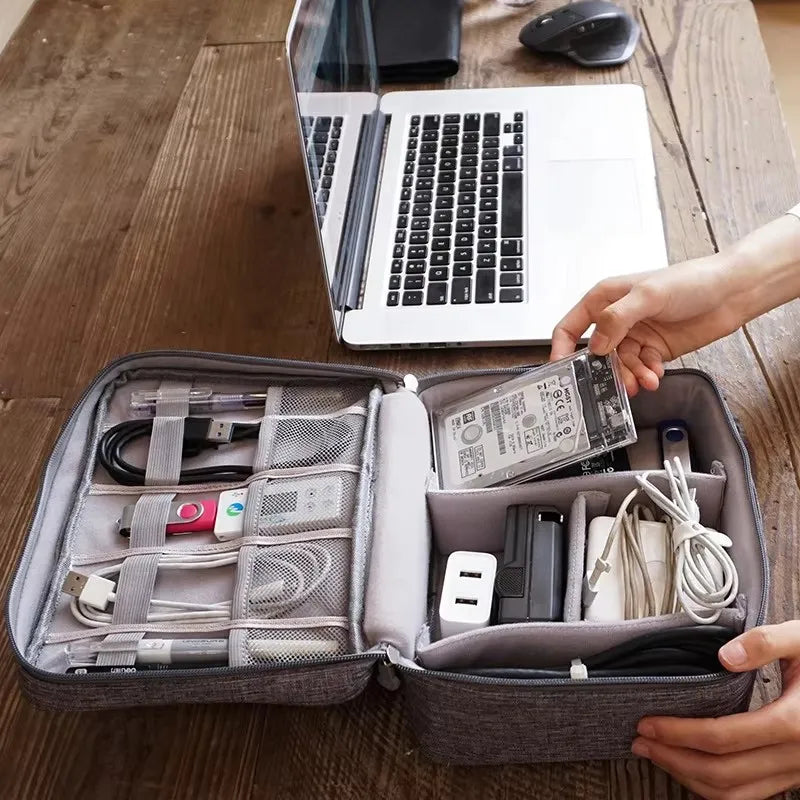 Travel Cable Organizer Bag – Portable Electronics Accessories Storage Case for Chargers, Cables & Gadgets
