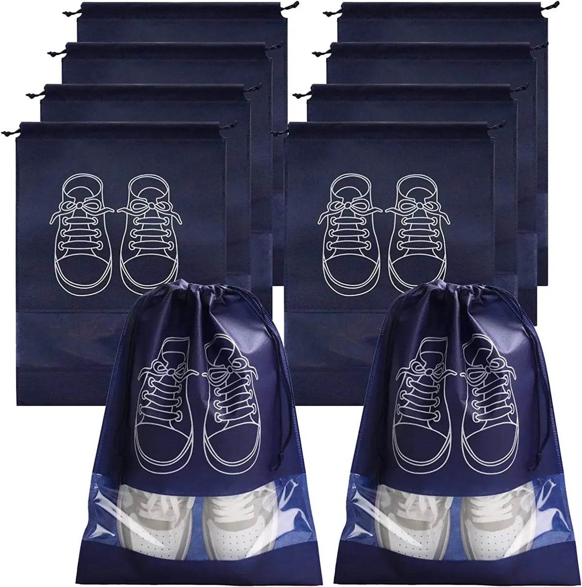 Shoe Storage Bags with Drawstring – Non-Woven Fabric Shoe Organizer for Travel, Luggage & Closet Storage, 5 or 10 Pack