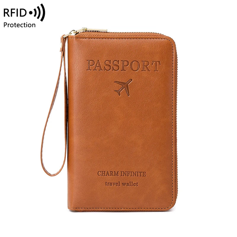 RFID Blocking Passport Holder – Secure Travel Wallet with Zipper for Cards & Documents