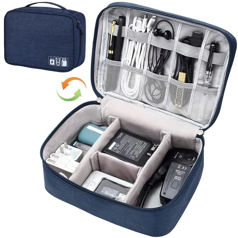 Travel Cable Organizer Bag – Portable Electronics Accessories Storage Case for Chargers, Cables & Gadgets