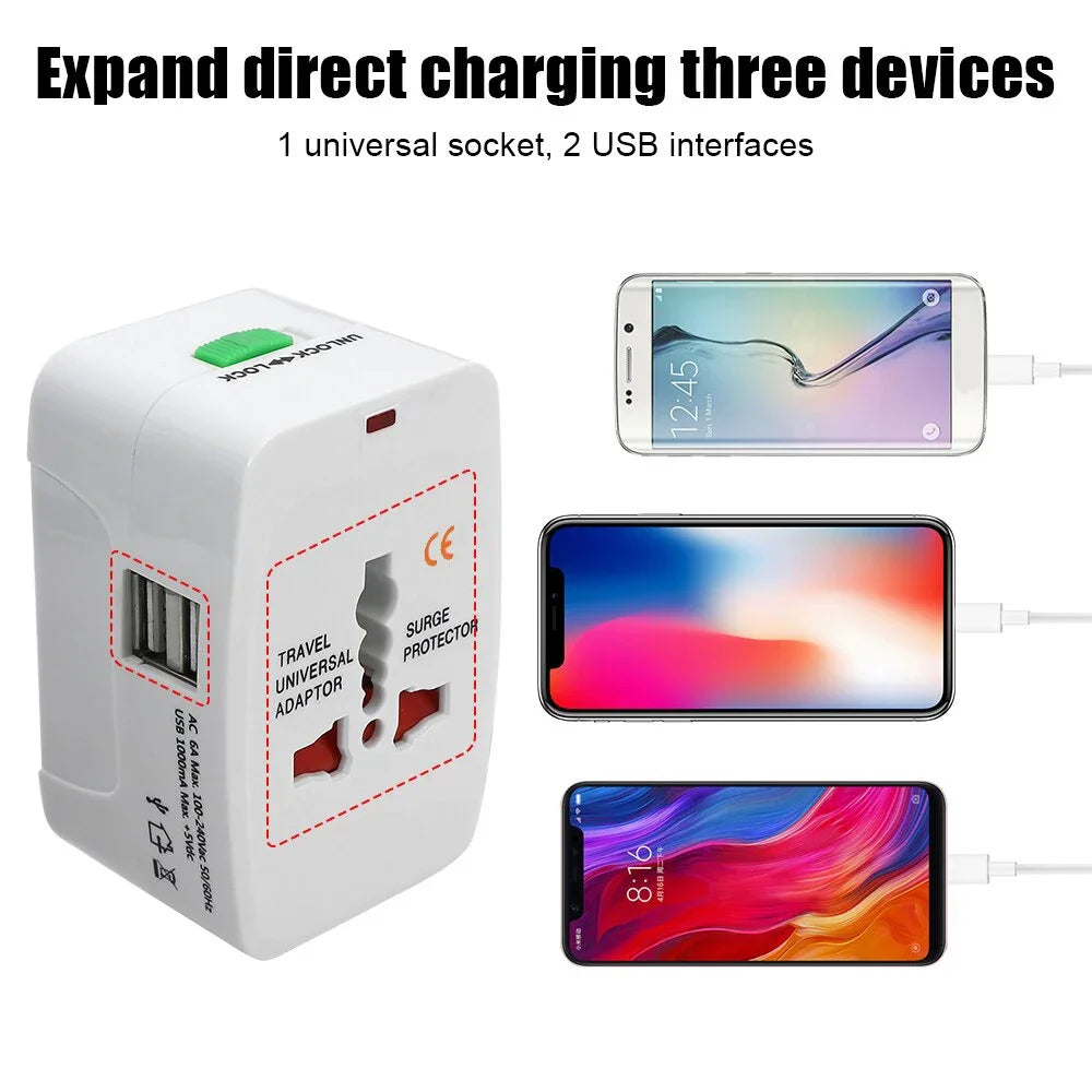International Travel Plug Adapter With 2 USB Type-C Ports