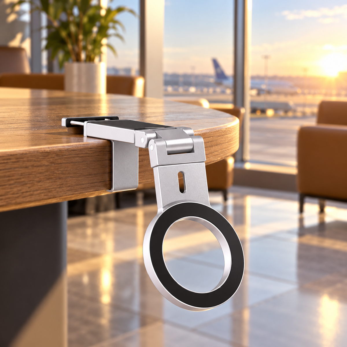 360° Rotation Magnetic Phone Holder for Airplane Tray and Desk