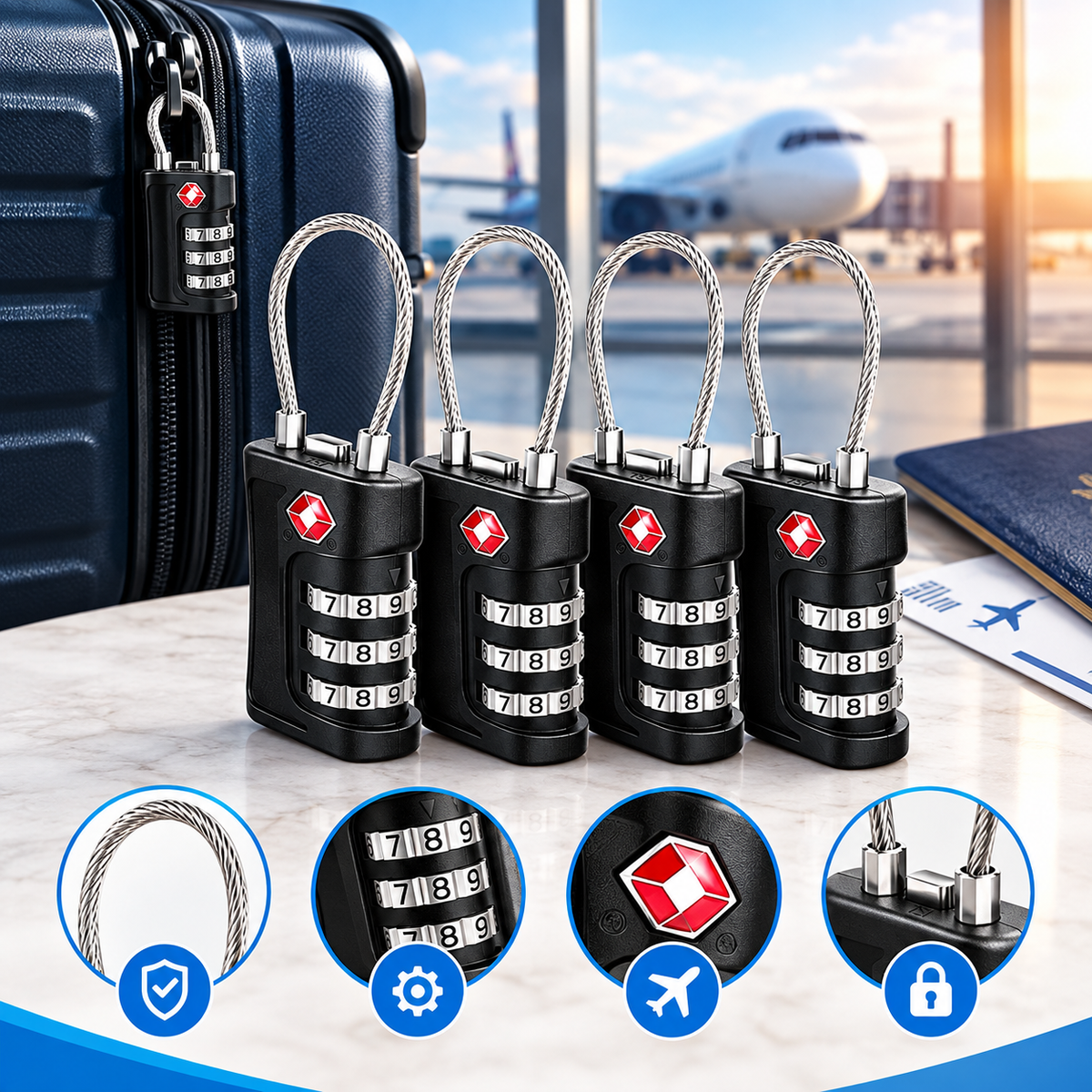 Mini TSA Combination Luggage Lock for Travel Suitcases, Backpacks &amp; Carry-On Bags